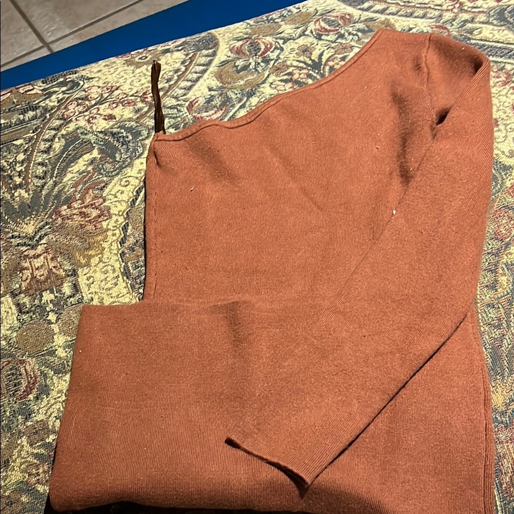 One-Shoulder Rust Sweater